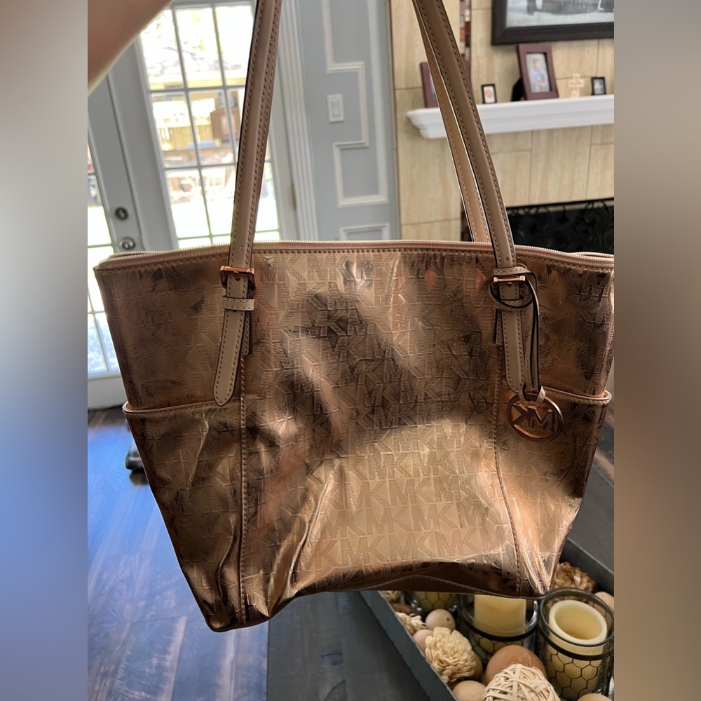 Michael Lord Metallic Embossed Leather tote